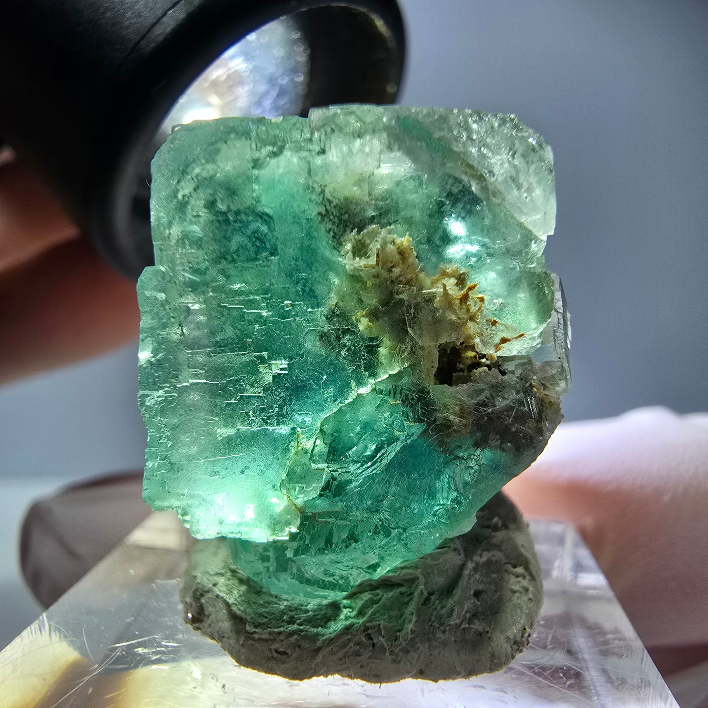 Klarer Phantom Fluorit Würfel parkettiert, grün Okorusu, Namibia 24*21*18mm