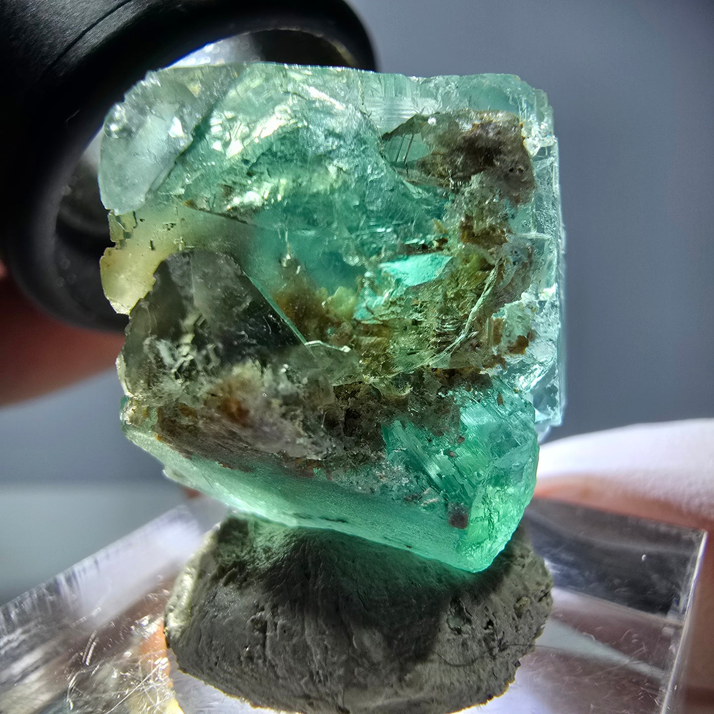 Klarer Phantom Fluorit Würfel parkettiert, grün Okorusu, Namibia 24*21*18mm
