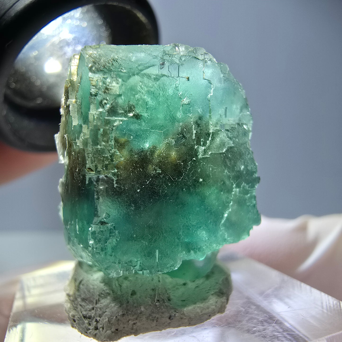 Klarer Phantom Fluorit Würfel parkettiert, grün Okorusu, Namibia 24*21*18mm