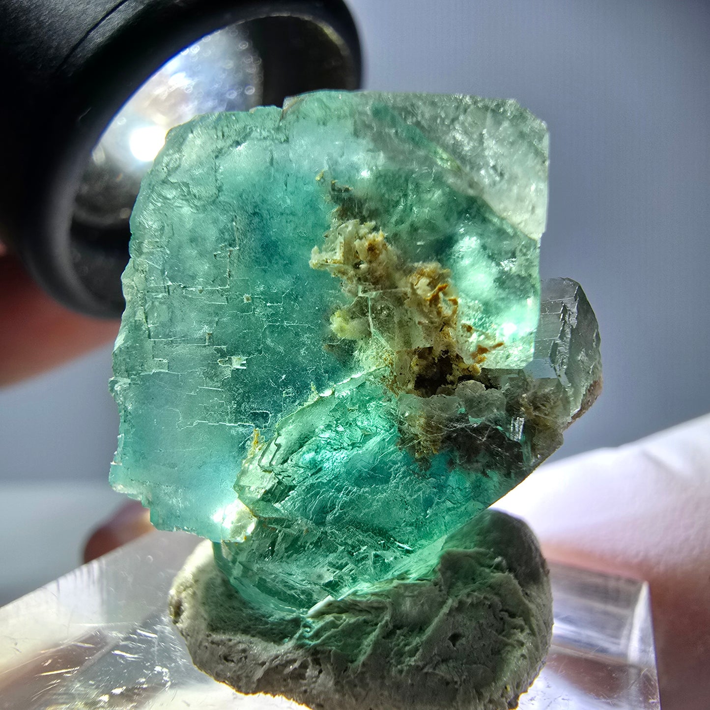 Klarer Phantom Fluorit Würfel parkettiert, grün Okorusu, Namibia 24*21*18mm