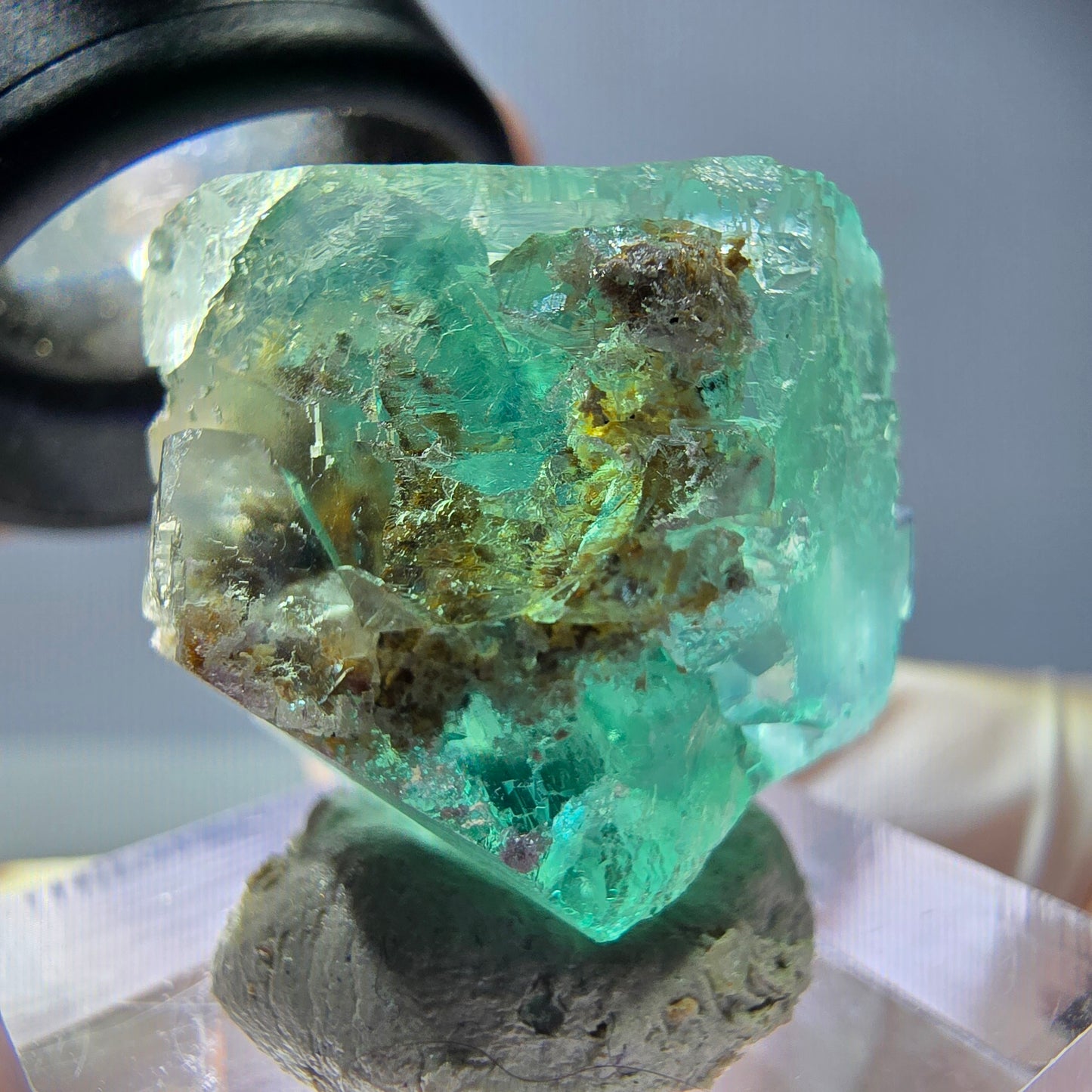 Klarer Phantom Fluorit Würfel parkettiert, grün Okorusu, Namibia 24*21*18mm