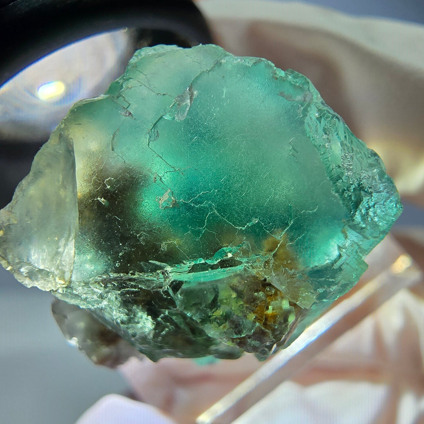 Klarer Phantom Fluorit Würfel parkettiert, grün Okorusu, Namibia 24*21*18mm