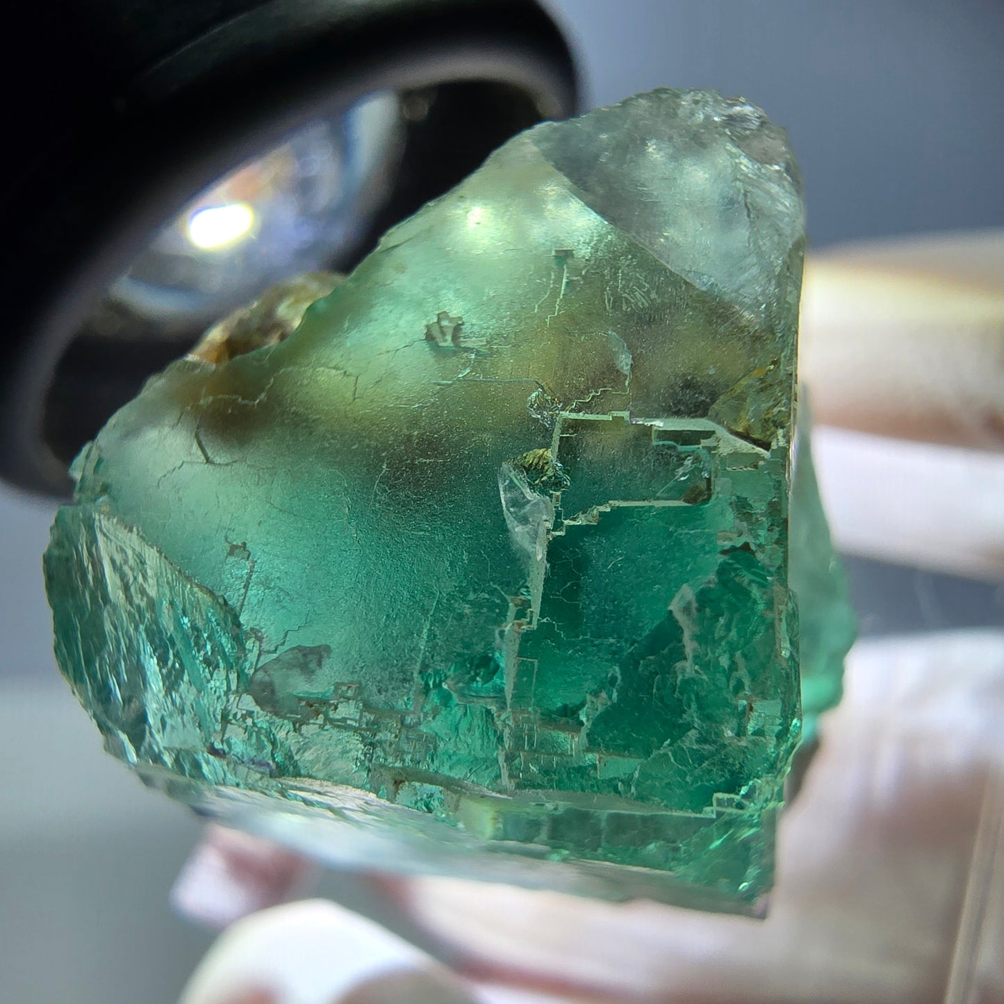 Klarer Phantom Fluorit Würfel parkettiert, grün Okorusu, Namibia 24*21*18mm