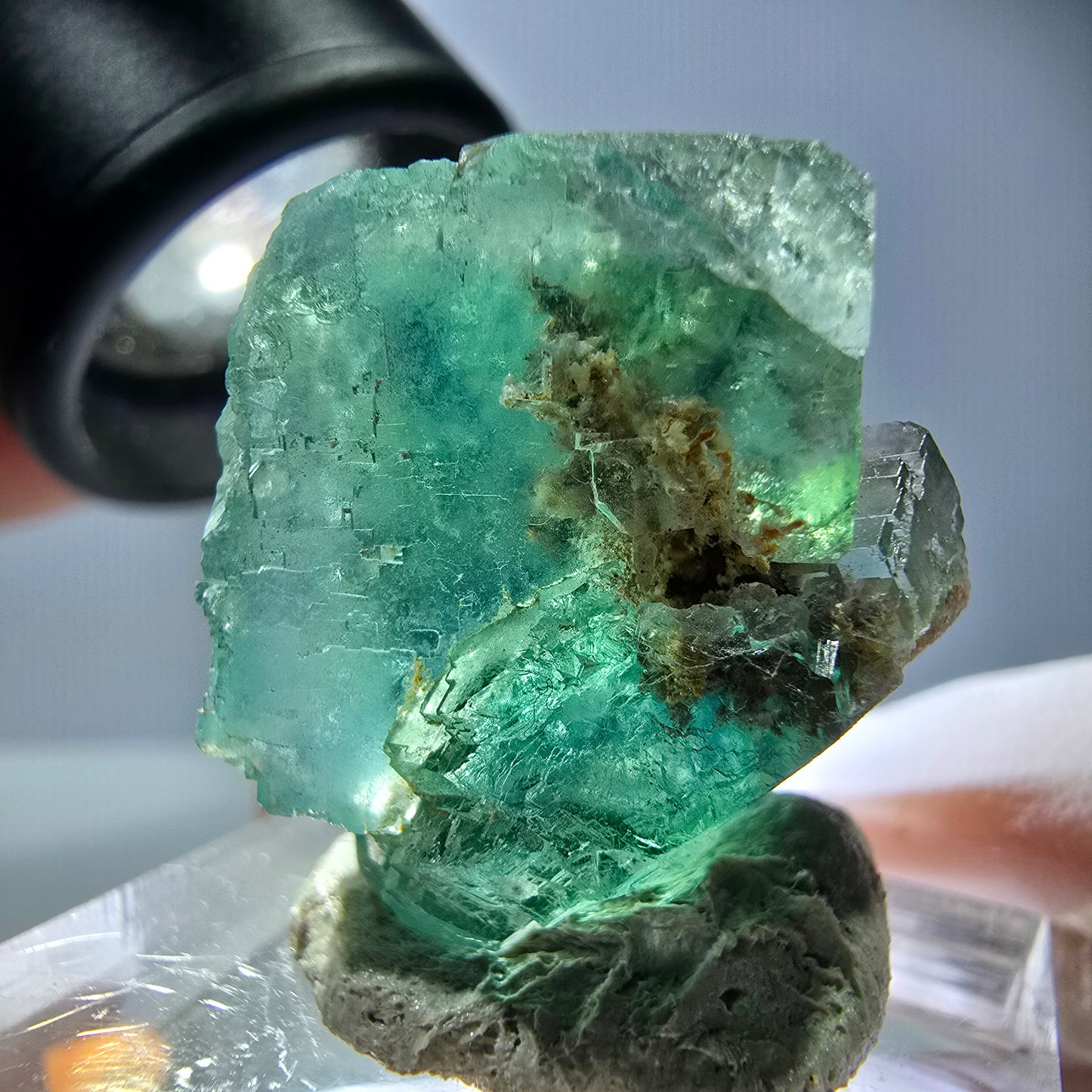Klarer Phantom Fluorit Würfel parkettiert, grün Okorusu, Namibia 24*21*18mm