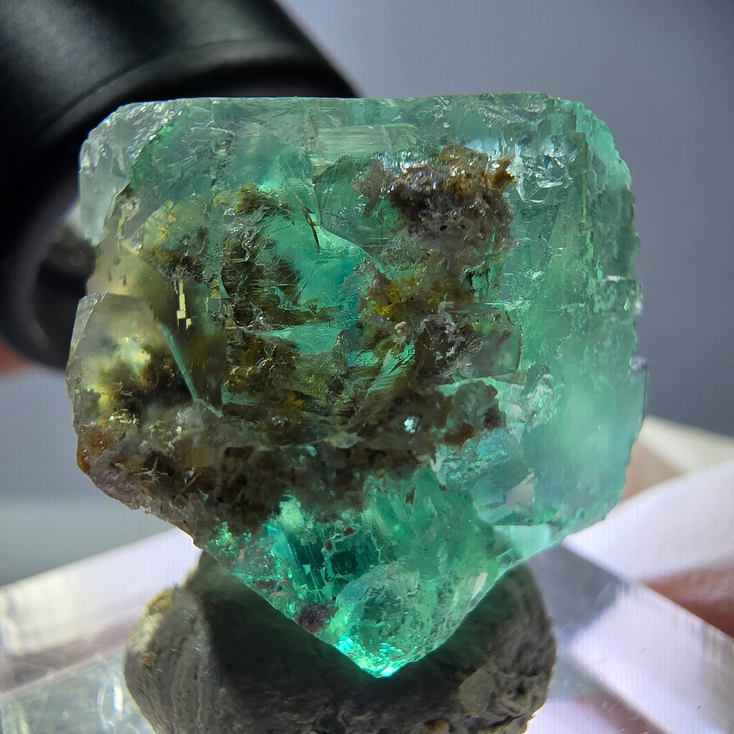 Klarer Phantom Fluorit Würfel parkettiert, grün Okorusu, Namibia 24*21*18mm
