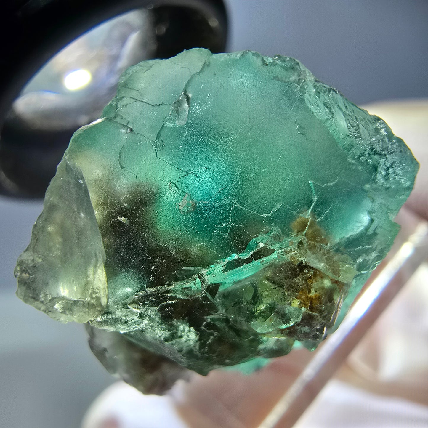 Klarer Phantom Fluorit Würfel parkettiert, grün Okorusu, Namibia 24*21*18mm