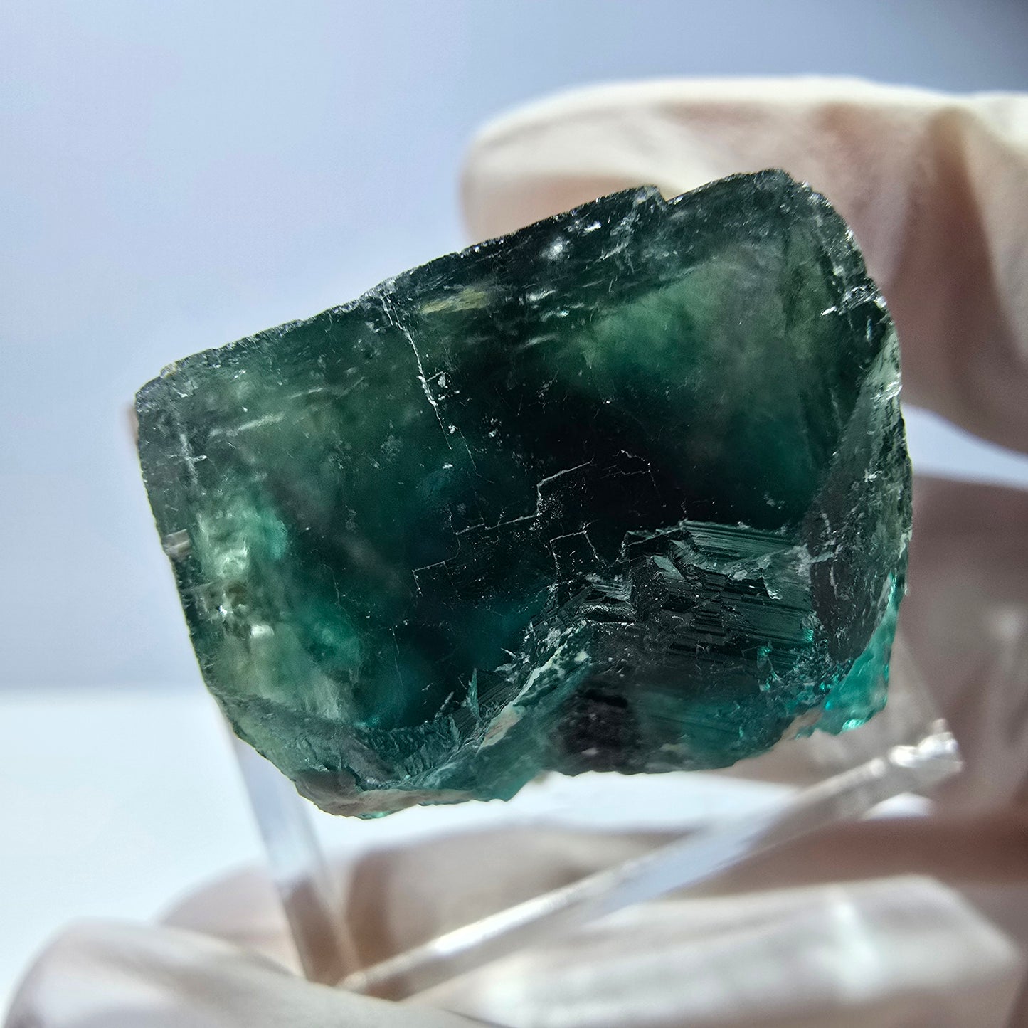 Klarer Phantom Fluorit Würfel parkettiert, grün Okorusu, Namibia 23*20*16mm