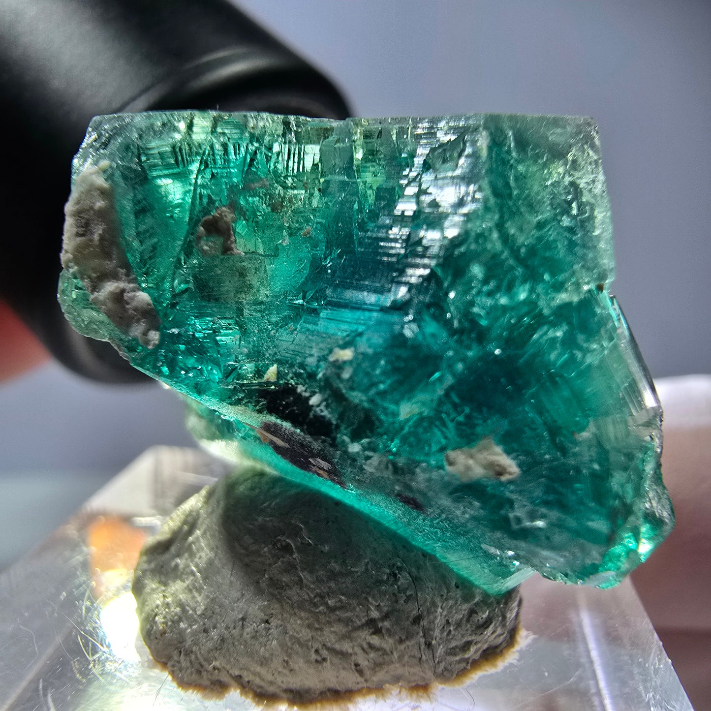 Klarer Phantom Fluorit Würfel parkettiert, grün Okorusu, Namibia 23*20*16mm