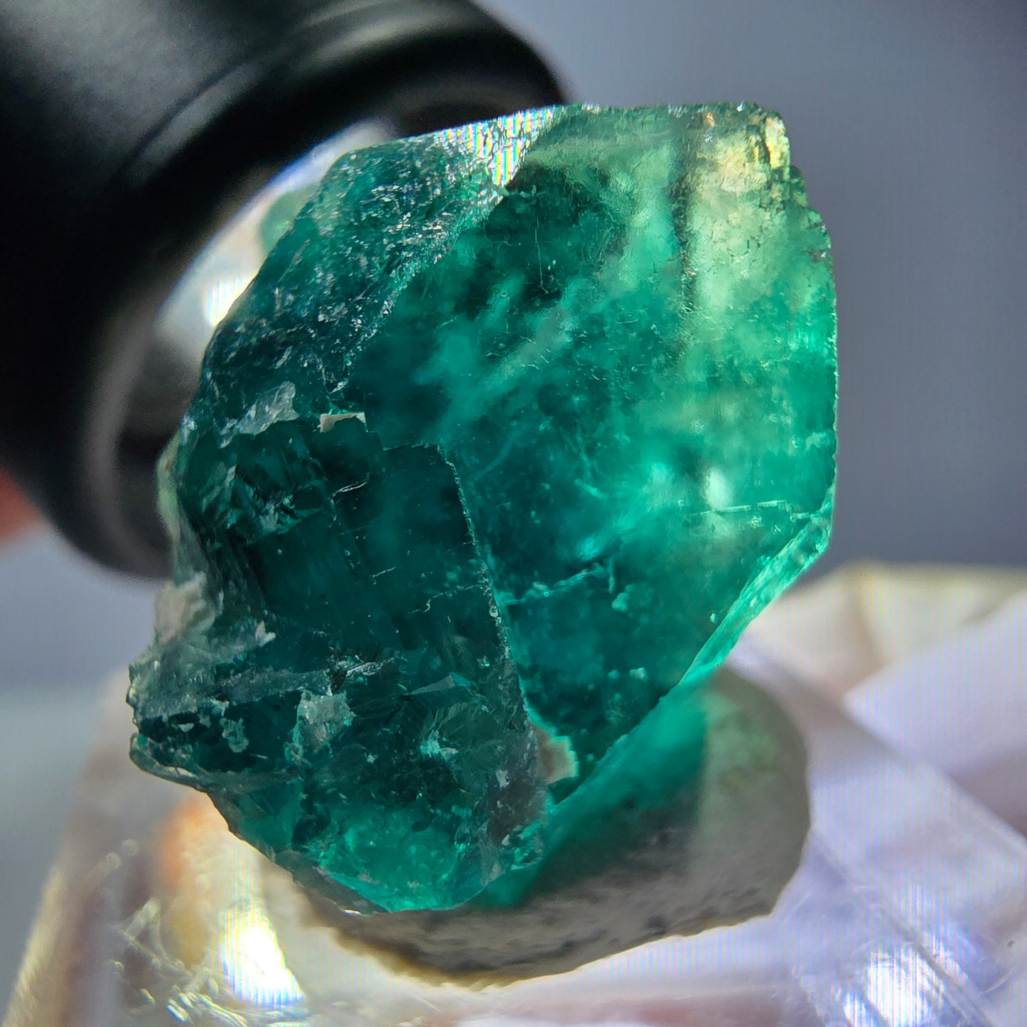 Klarer Phantom Fluorit Würfel parkettiert, grün Okorusu, Namibia 23*20*16mm