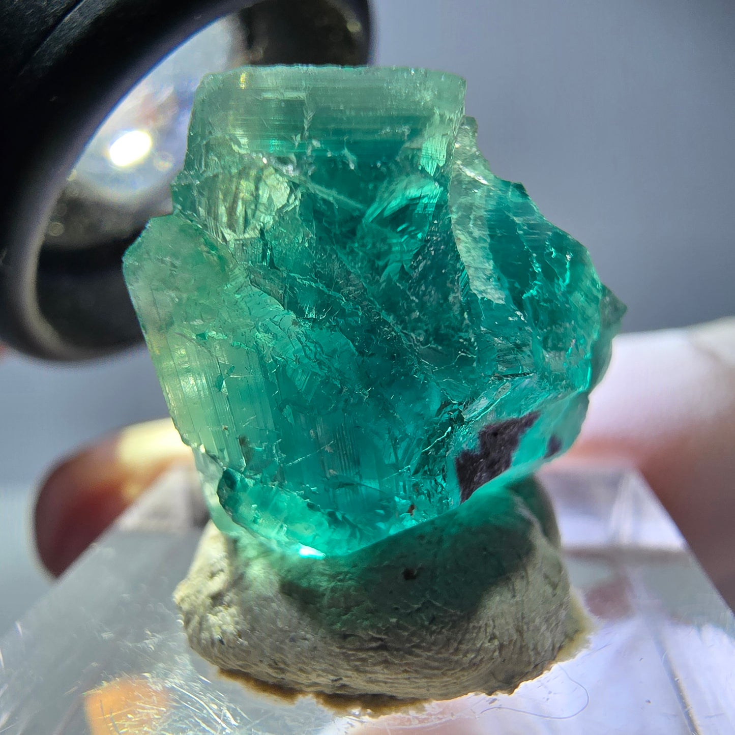 Klarer Phantom Fluorit Würfel parkettiert, grün Okorusu, Namibia 20*19*16mm