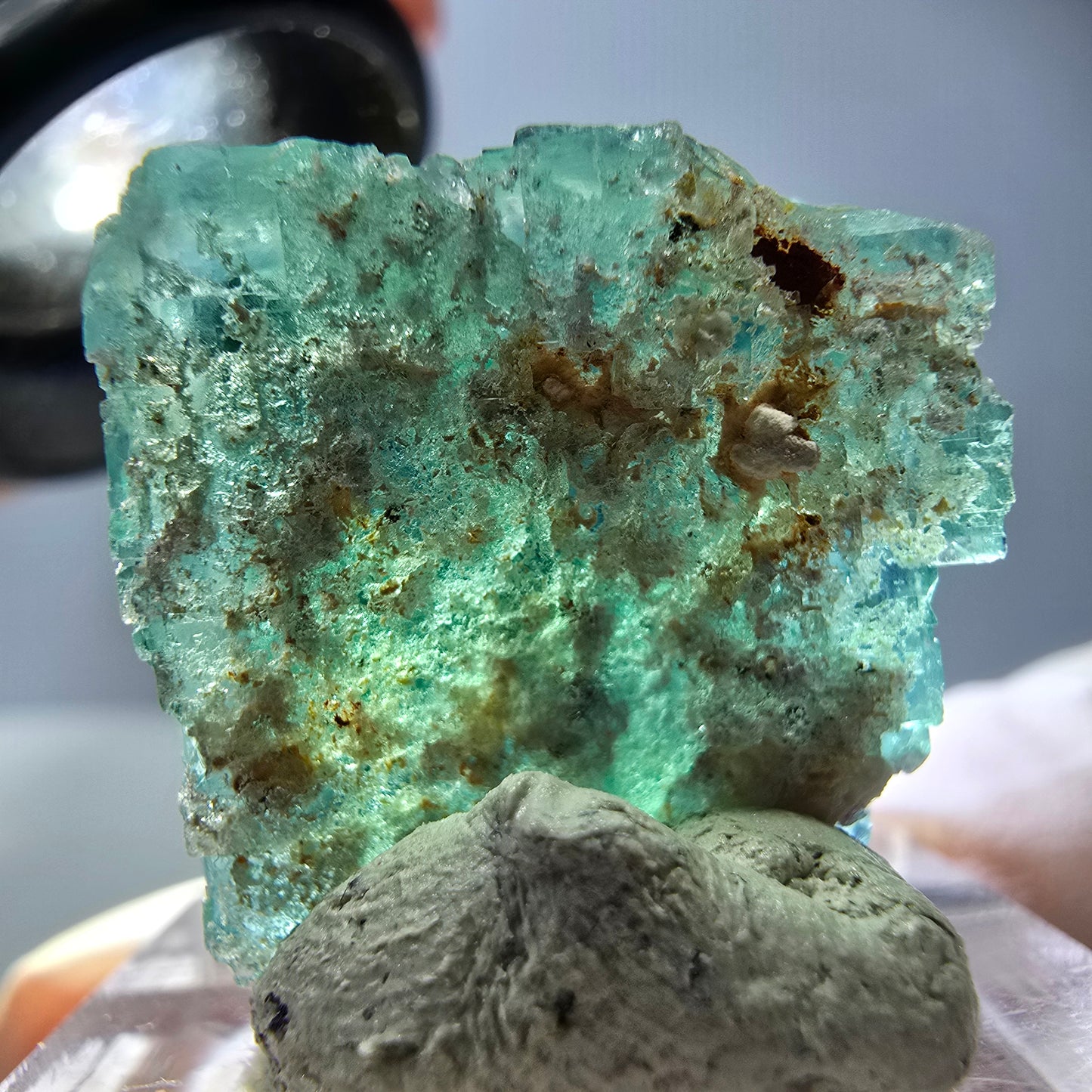 Klarer Phantom Fluorit Würfel parkettiert, grün Okorusu, Namibia 21*20*16mm