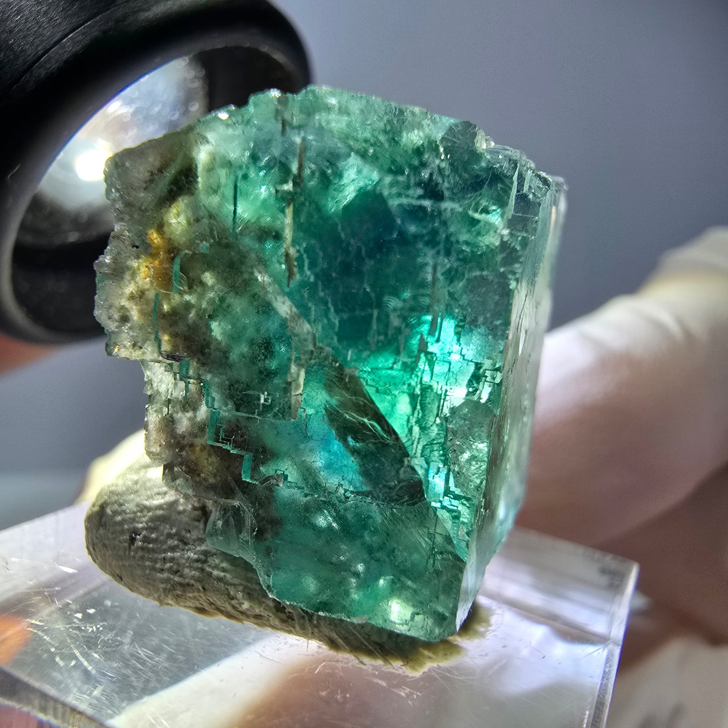 Klarer Phantom Fluorit Würfel parkettiert, grün Okorusu, Namibia 21*20*16mm
