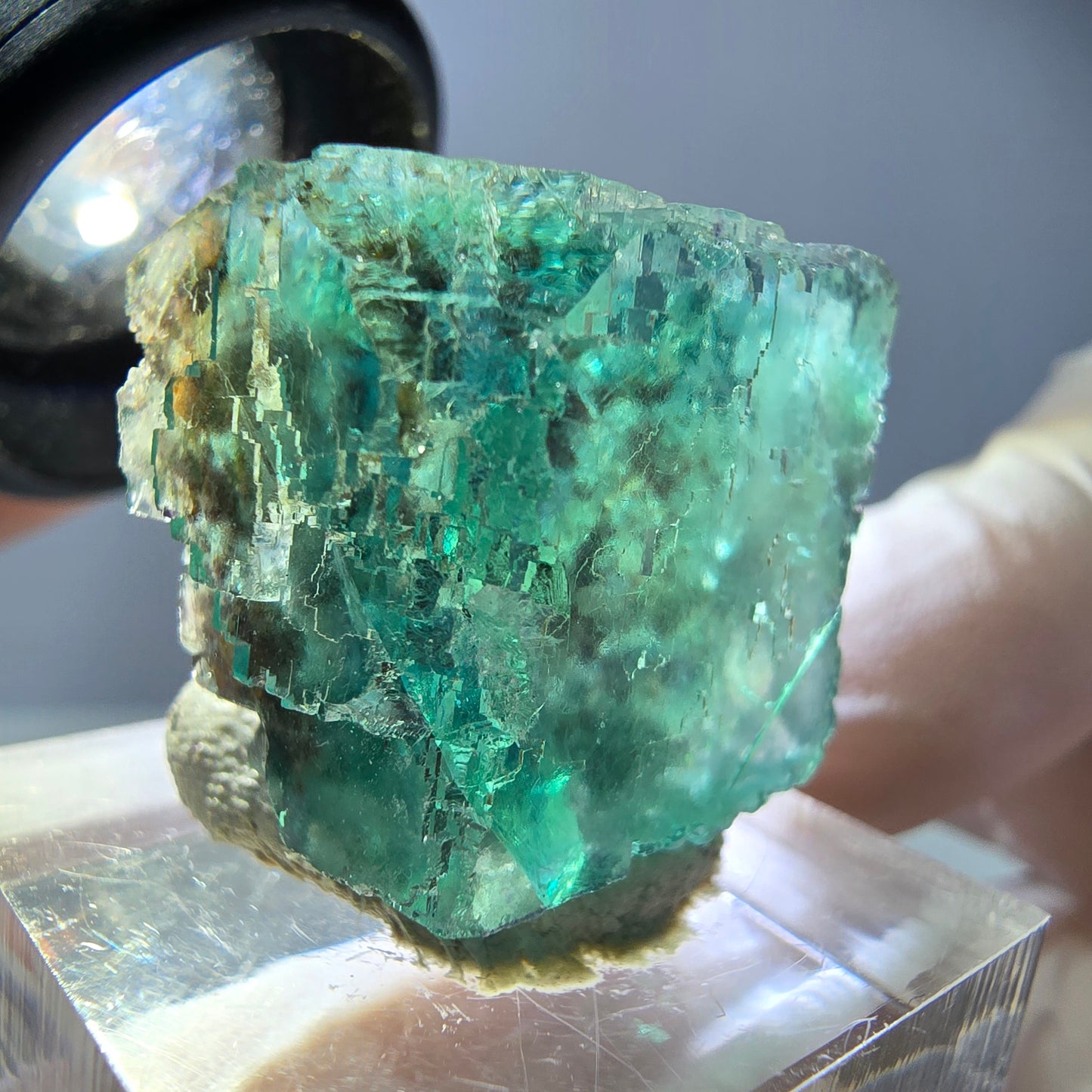 Klarer Phantom Fluorit Würfel parkettiert, grün Okorusu, Namibia 21*20*16mm