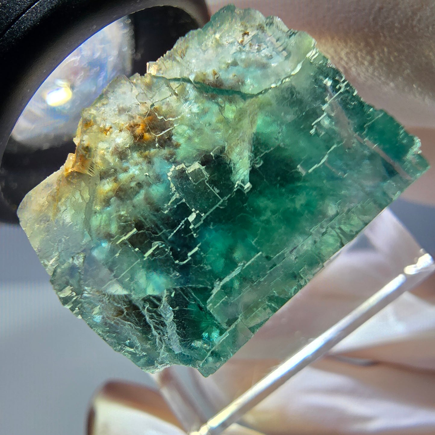 Klarer Phantom Fluorit Würfel parkettiert, grün Okorusu, Namibia 21*20*16mm