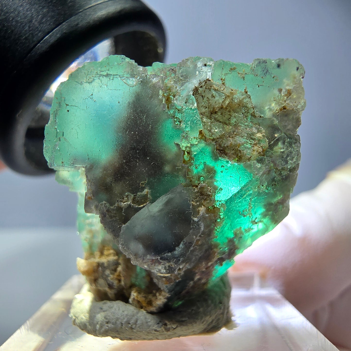 Klarer Phantom Fluorit Würfel parkettiert, grün Okorusu, Namibia 26*25*22mm