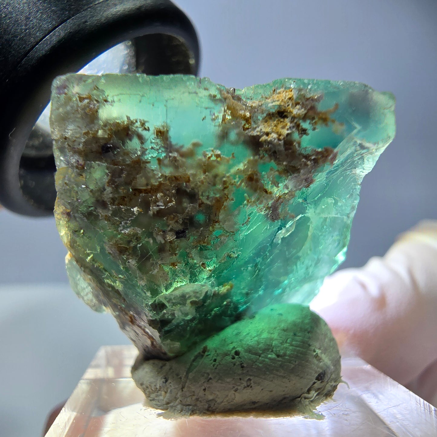 Klarer Phantom Fluorit Würfel parkettiert, grün Okorusu, Namibia 26*25*22mm