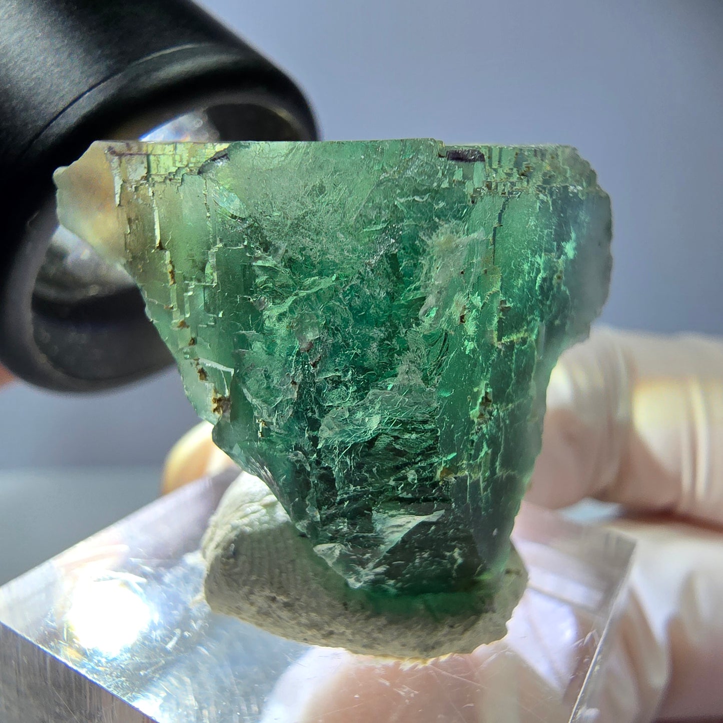 Klarer Phantom Fluorit Würfel parkettiert, grün Okorusu, Namibia 26*25*22mm
