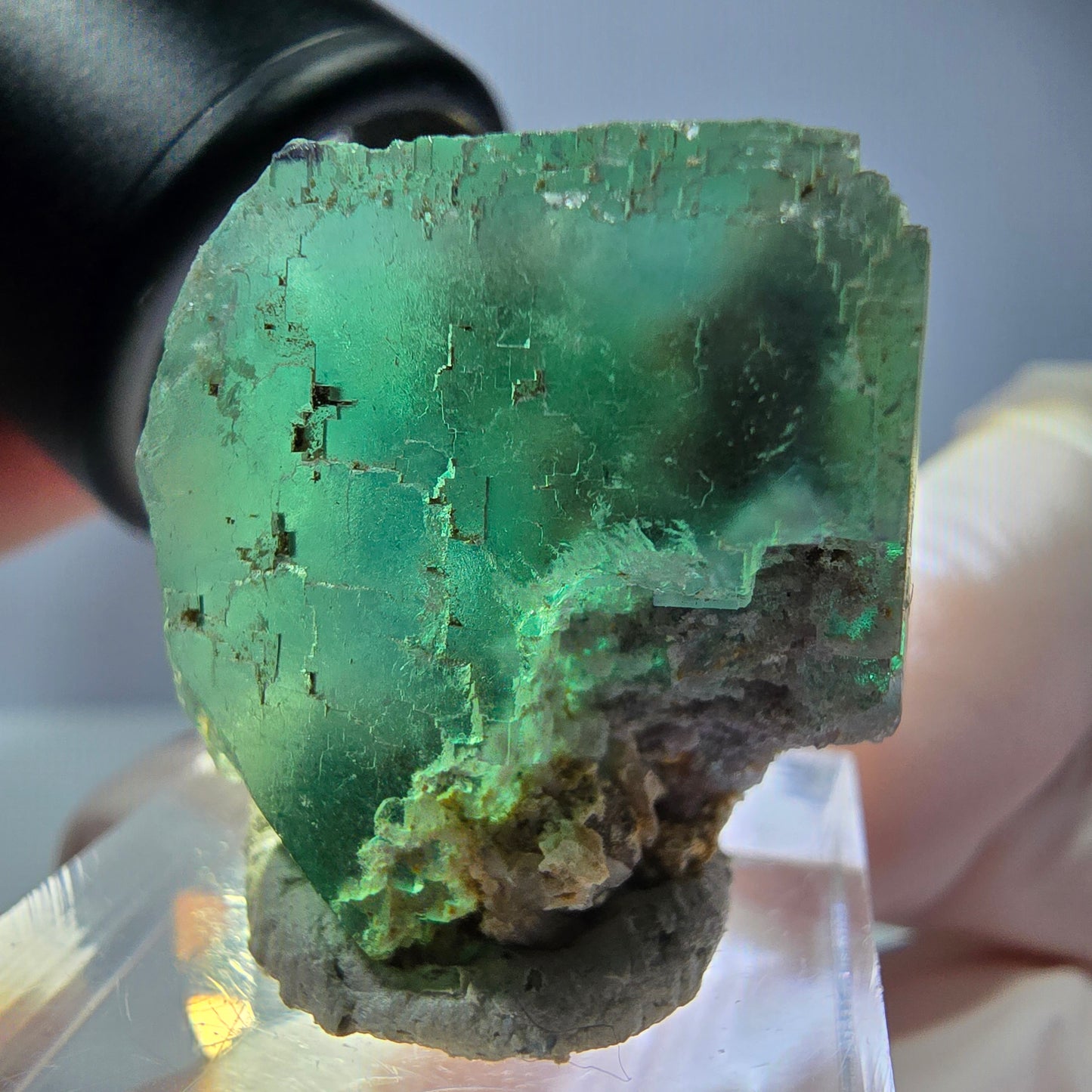 Klarer Phantom Fluorit Würfel parkettiert, grün Okorusu, Namibia 26*25*22mm
