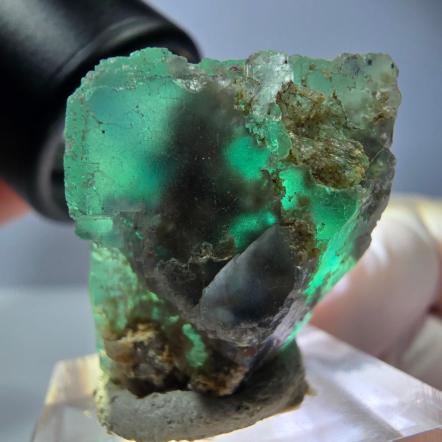 Klarer Phantom Fluorit Würfel parkettiert, grün Okorusu, Namibia 26*25*22mm