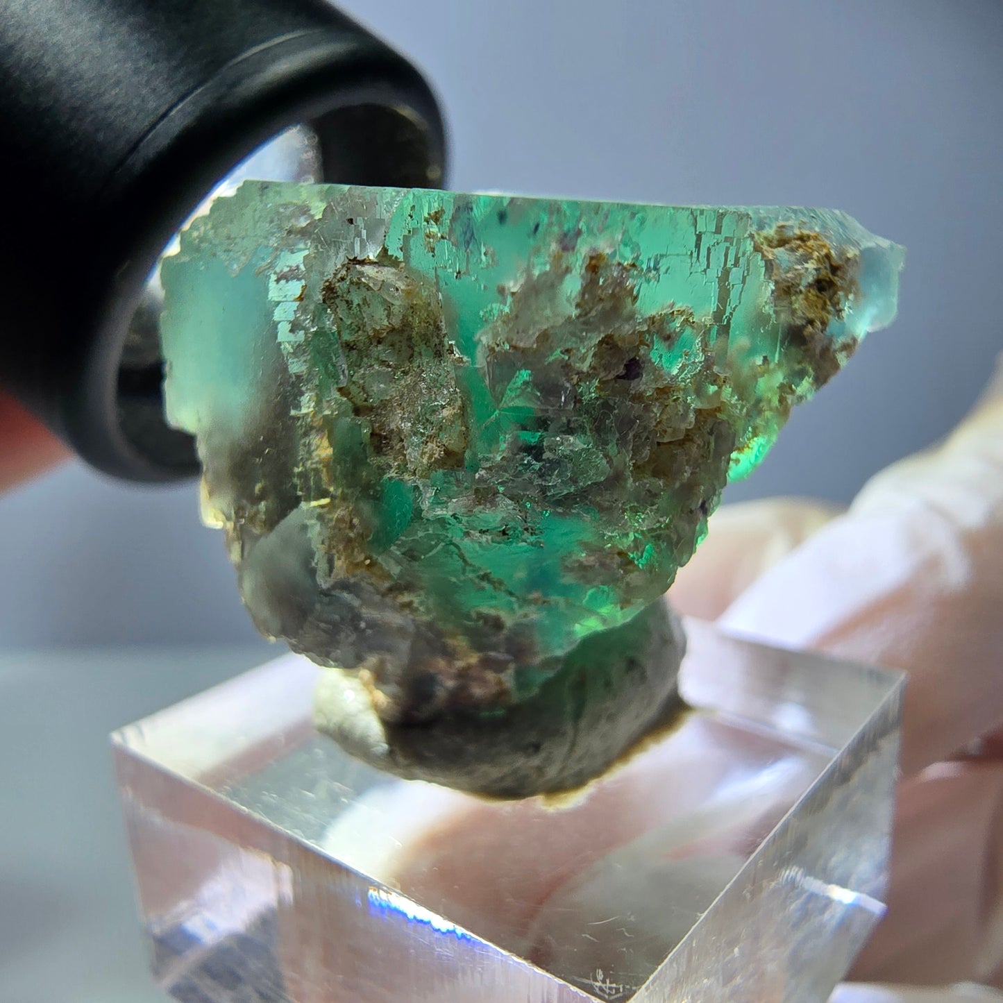 Klarer Phantom Fluorit Würfel parkettiert, grün Okorusu, Namibia 26*25*22mm