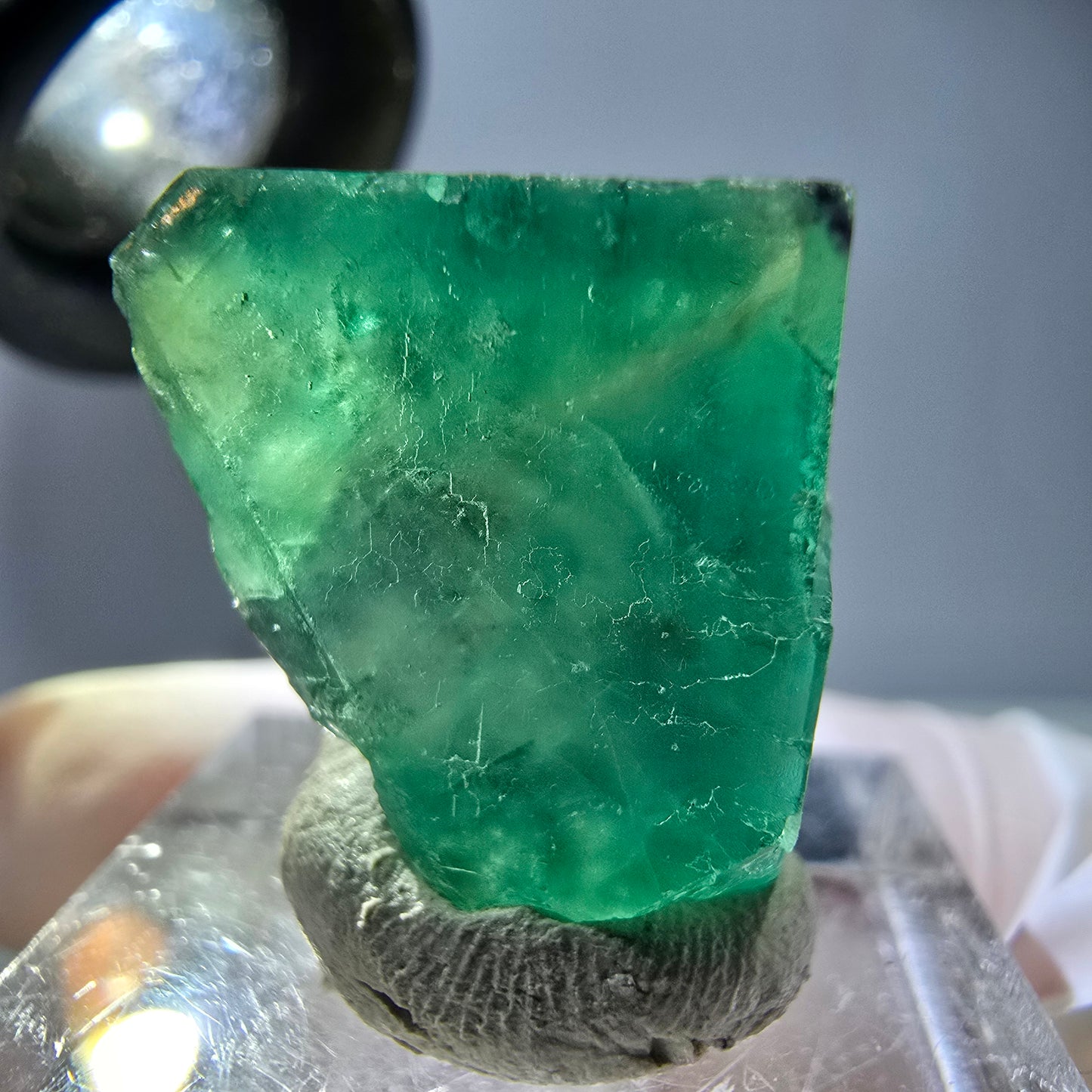 Klarer Phantom Fluorit Würfel parkettiert, grün Okorusu, Namibia 22*21*19mm