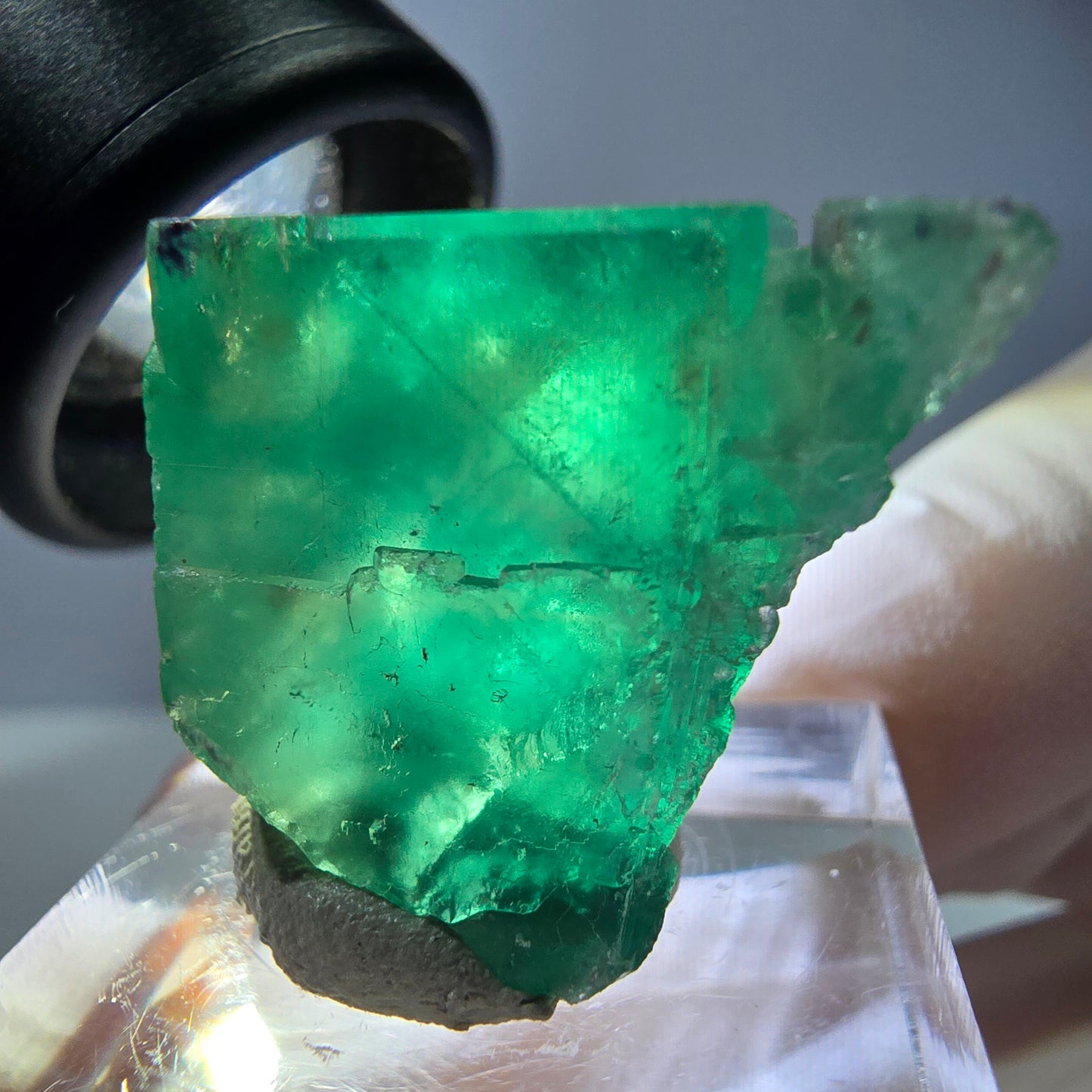Klarer Phantom Fluorit Würfel parkettiert, grün Okorusu, Namibia 22*21*19mm