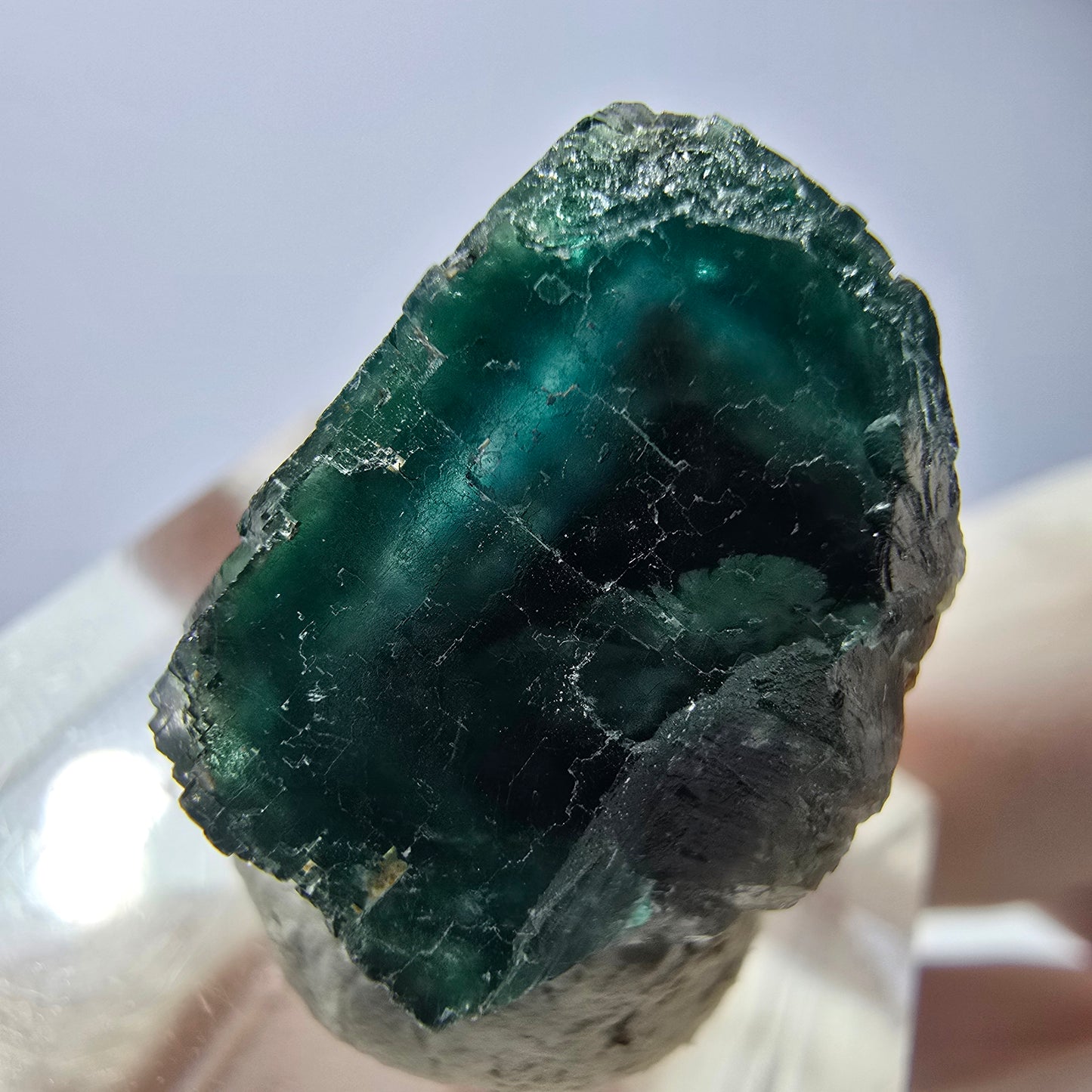 Klarer Phantom Fluorit Würfel parkettiert, grün Okorusu, Namibia 17*15*12mm