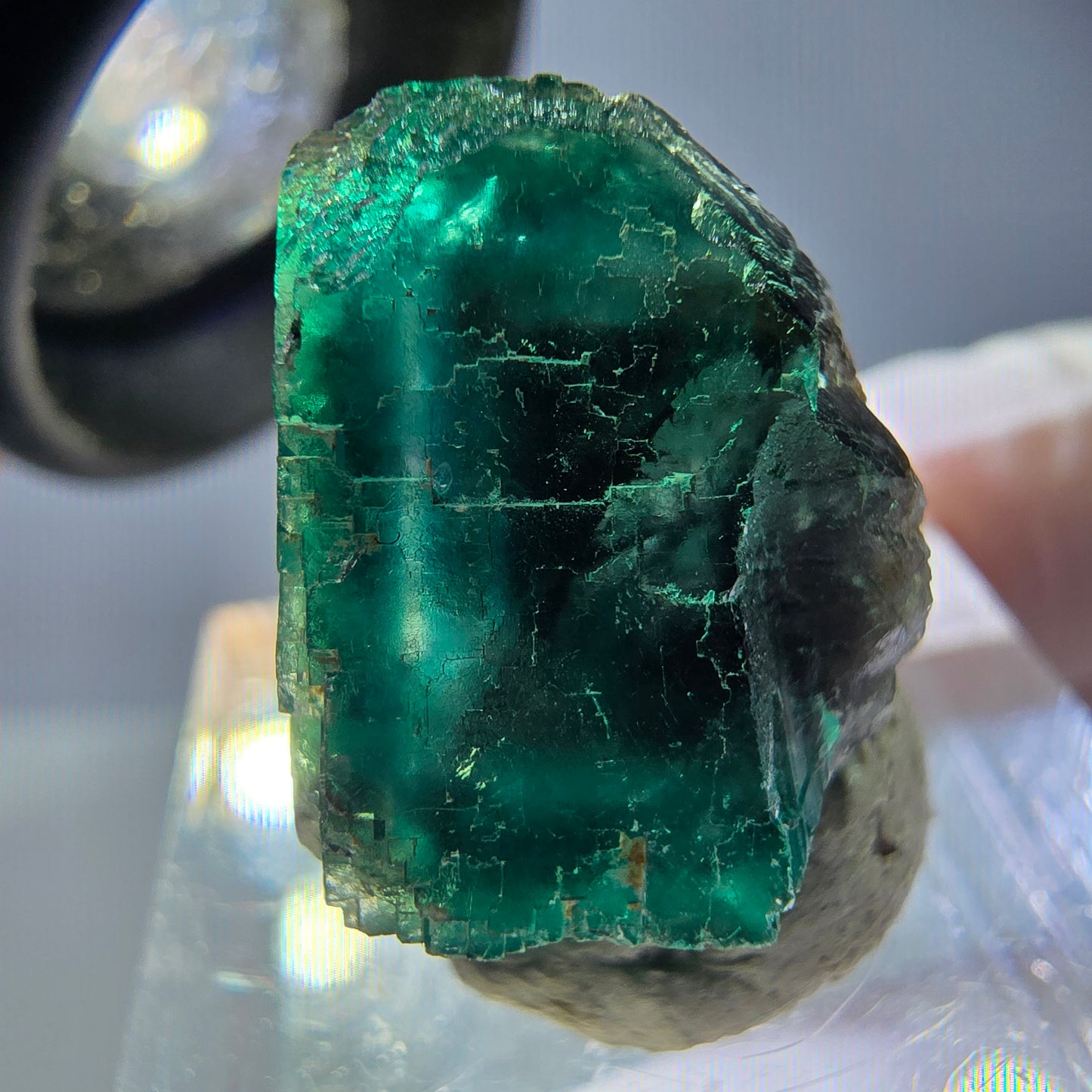 Klarer Phantom Fluorit Würfel parkettiert, grün Okorusu, Namibia 17*15*12mm
