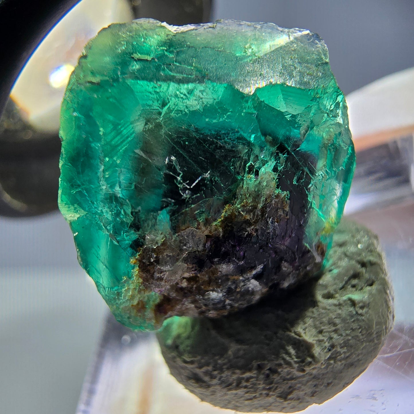 Klarer Phantom Fluorit Würfel parkettiert, grün Okorusu, Namibia 17*15*12mm