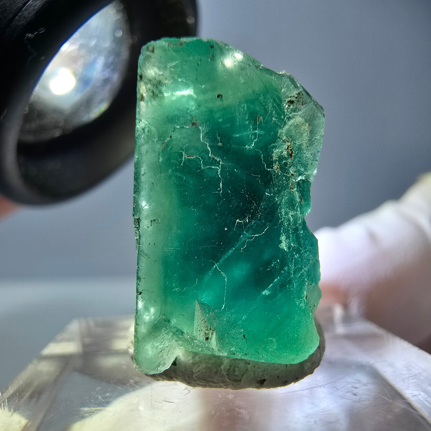 Klarer Phantom Fluorit Würfel parkettiert, grün Okorusu, Namibia 20*18*11mm
