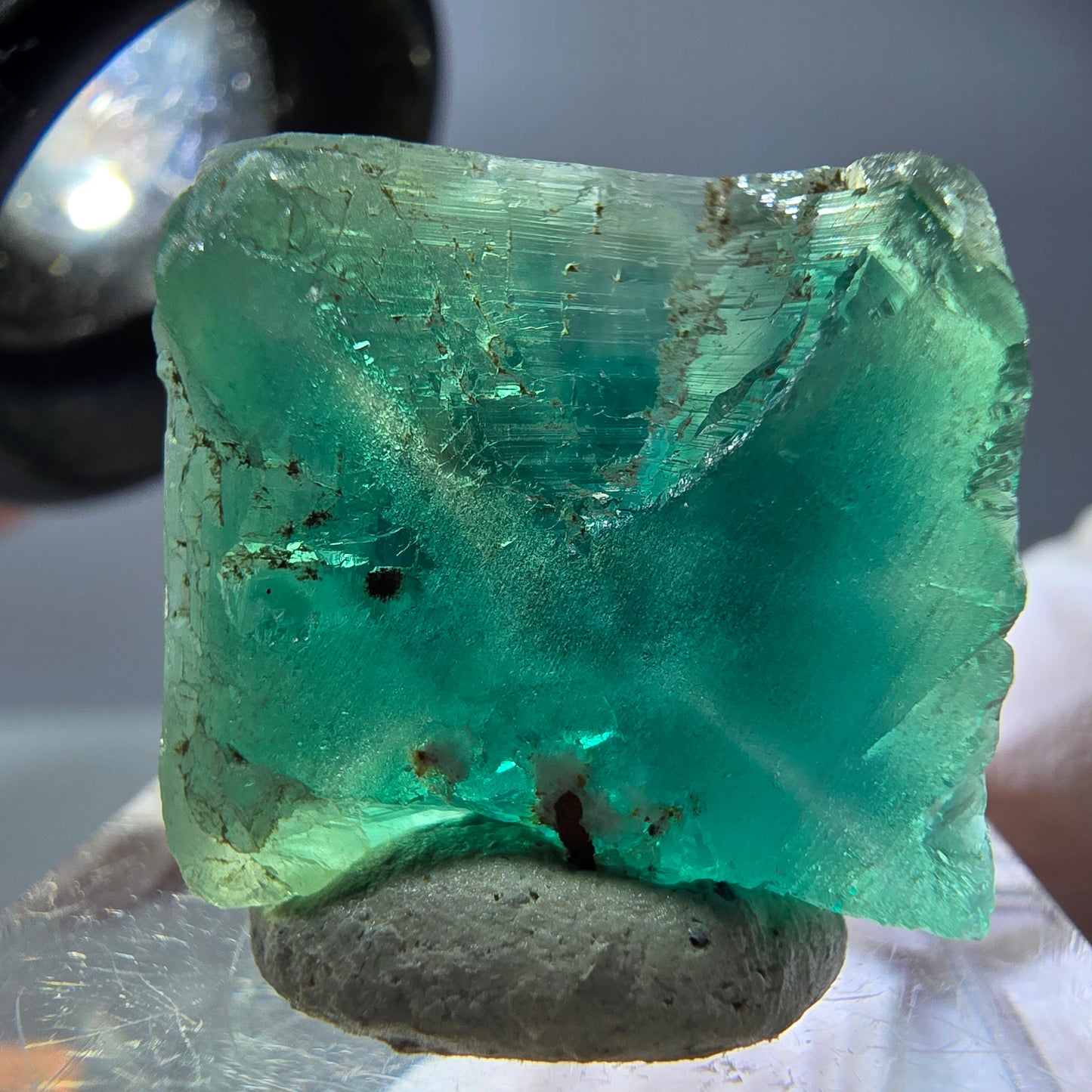 Klarer Phantom Fluorit Würfel parkettiert, grün Okorusu, Namibia 20*18*11mm