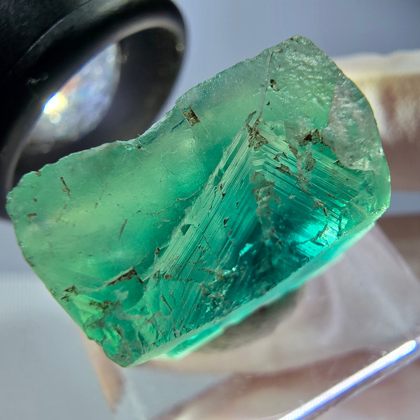 Klarer Phantom Fluorit Würfel parkettiert, grün Okorusu, Namibia 20*18*11mm