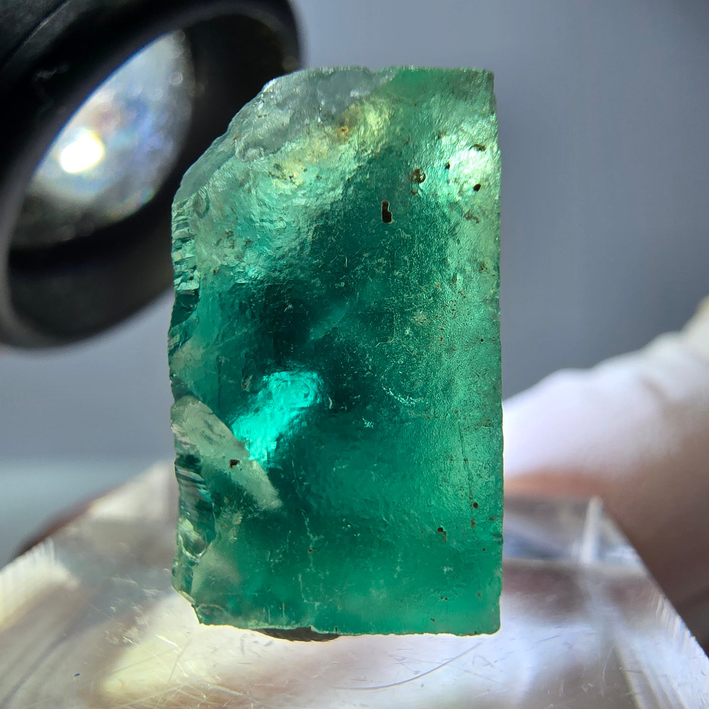 Klarer Phantom Fluorit Würfel parkettiert, grün Okorusu, Namibia 20*18*11mm