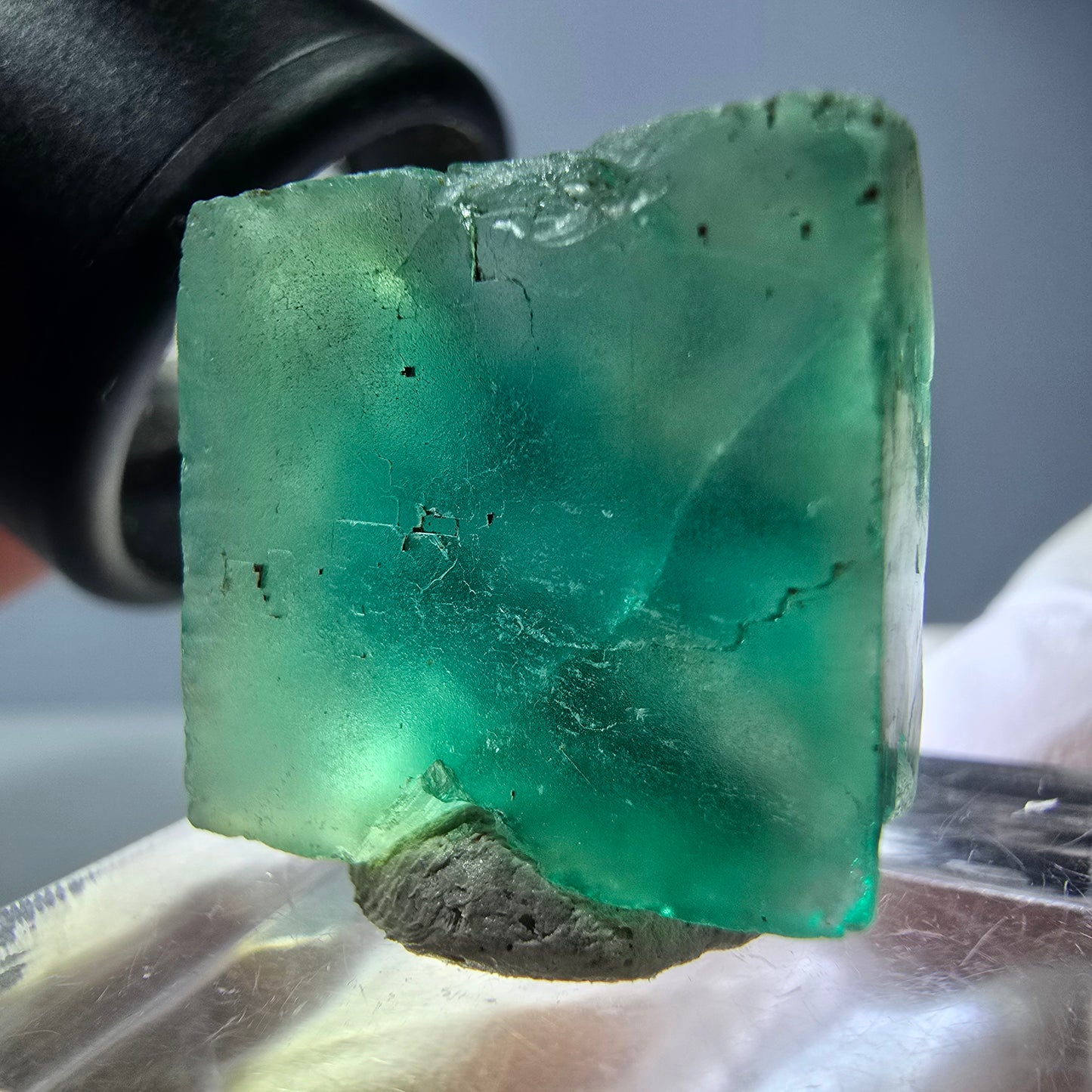 Klarer Phantom Fluorit Würfel parkettiert, grün Okorusu, Namibia 20*18*11mm