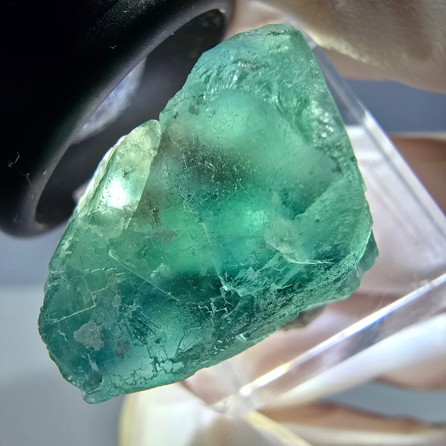 Klarer Phantom Fluorit Würfel parkettiert, grün Okorusu, Namibia 21*20*19mm