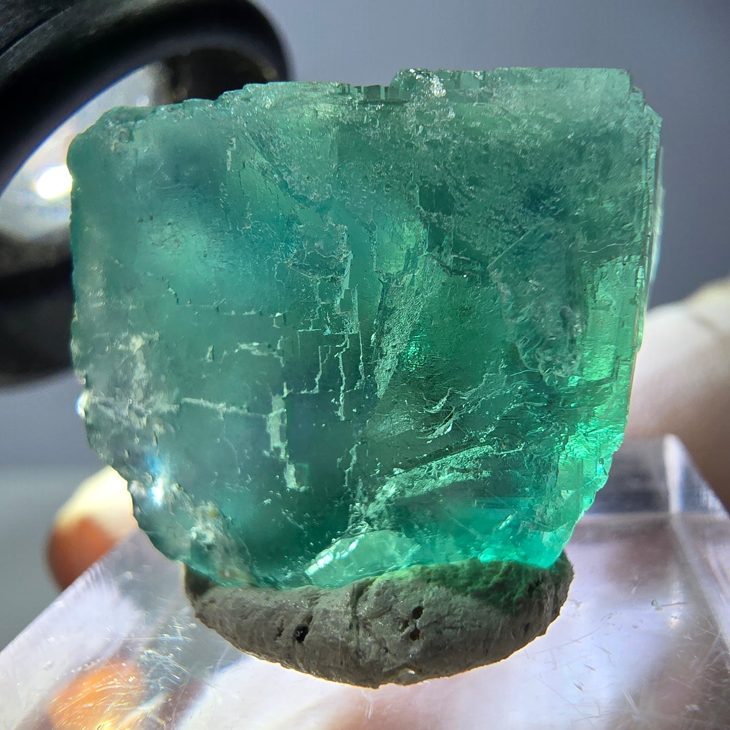 Klarer Phantom Fluorit Würfel parkettiert, grün Okorusu, Namibia 21*20*19mm