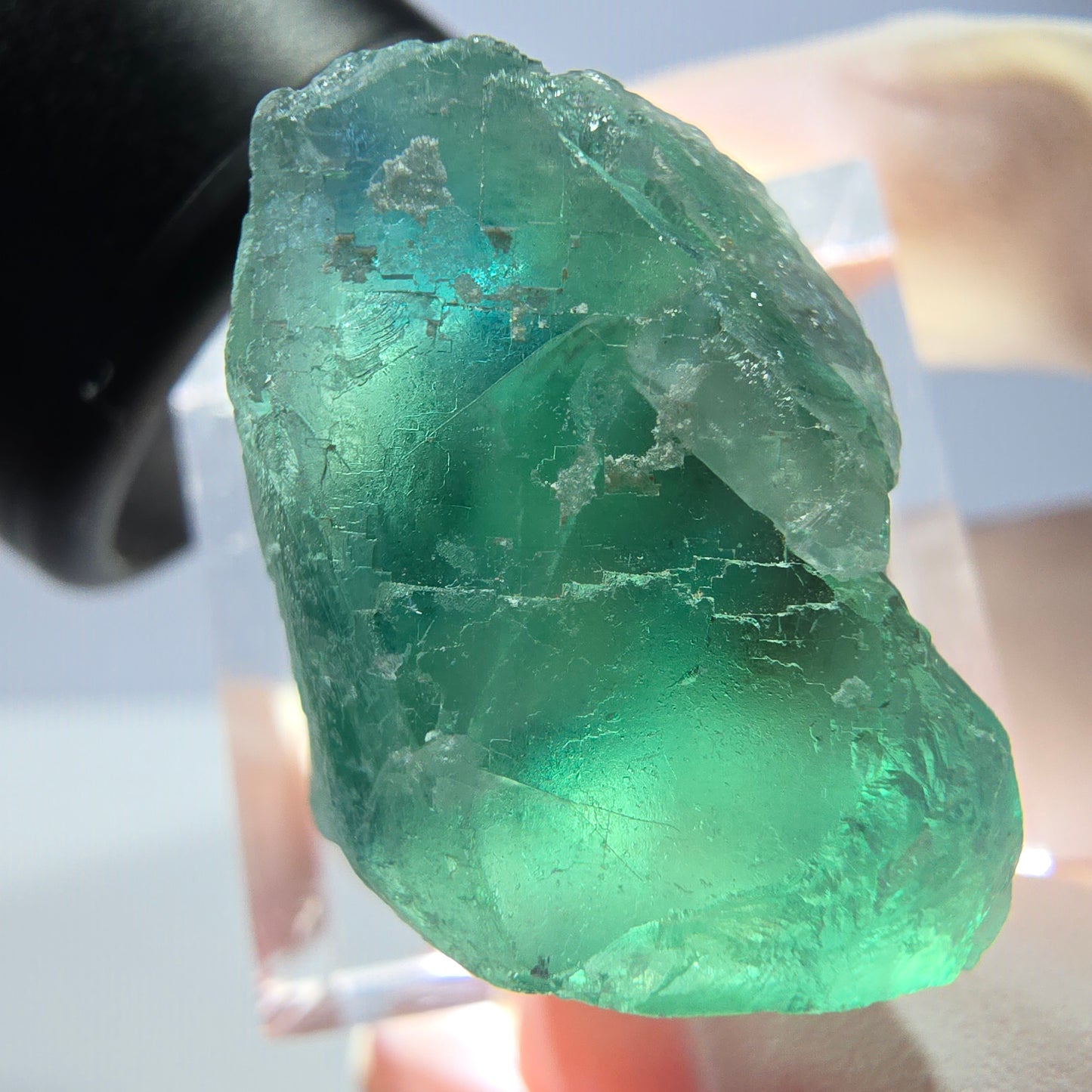 Klarer Phantom Fluorit Würfel parkettiert, grün Okorusu, Namibia 21*20*19mm