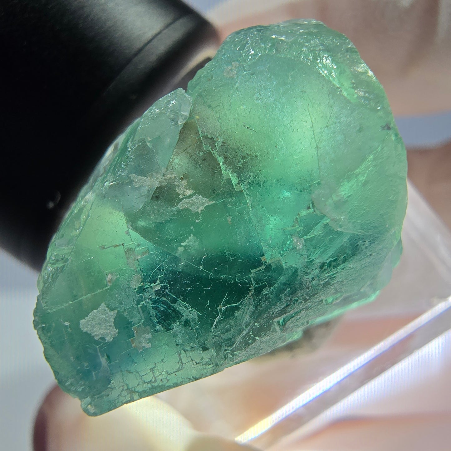 Klarer Phantom Fluorit Würfel parkettiert, grün Okorusu, Namibia 21*20*19mm