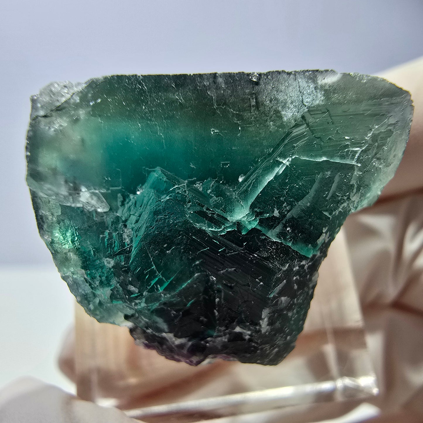 Cube de fluorite fantôme transparente parquetée, vert Okorusu, Namibie 25 x 20 x 19 mm