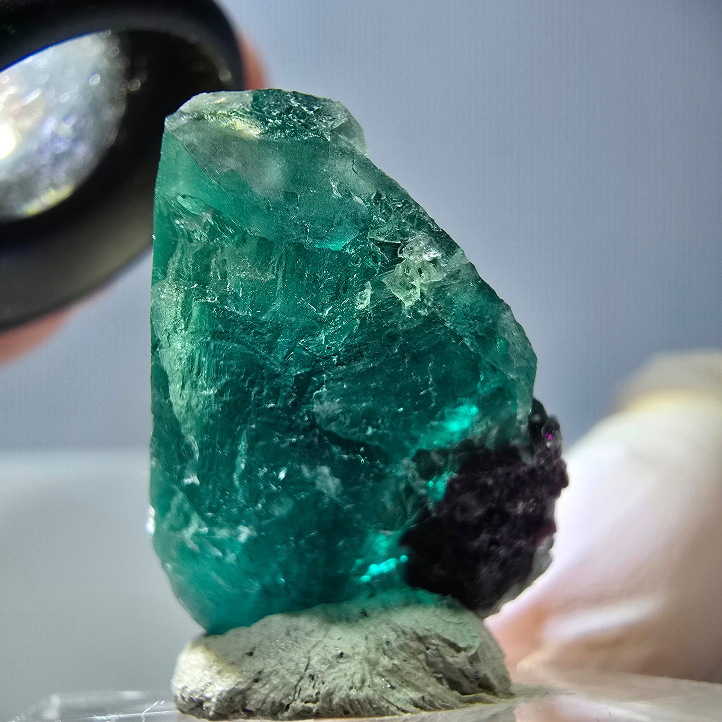 Cube de fluorite fantôme transparente parquetée, vert Okorusu, Namibie 25 x 20 x 19 mm
