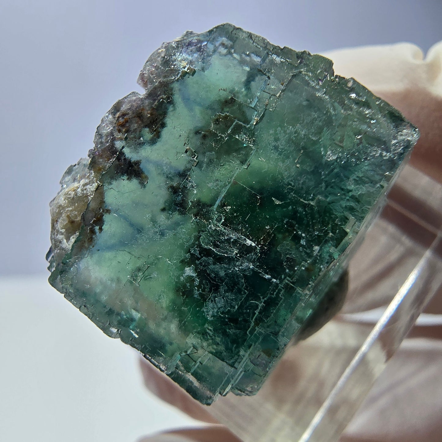 Klarer Phantom Fluorit Würfel parkettiert, grün Okorusu, Namibia 21*18*17mm
