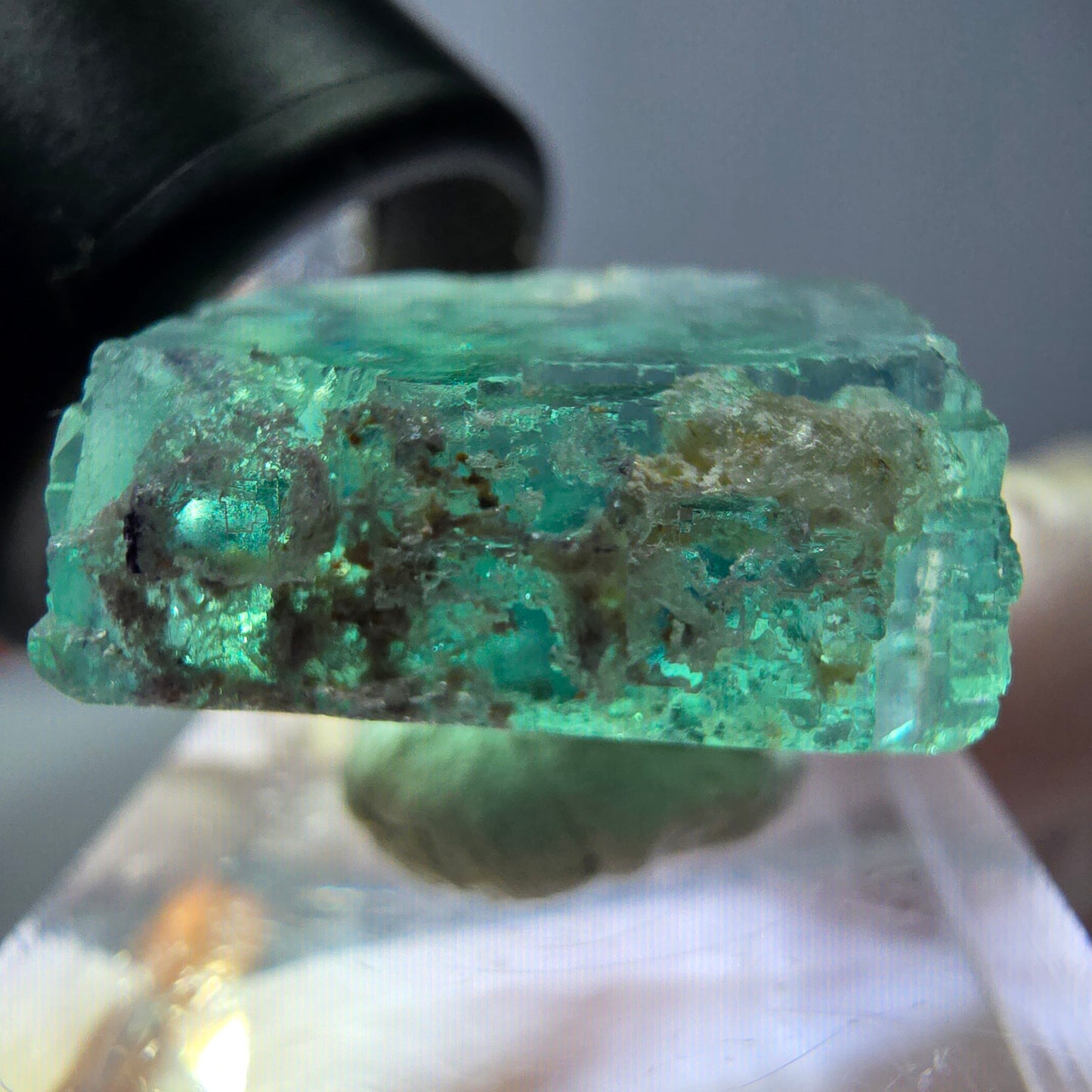 Klarer Phantom Fluorit Würfel parkettiert, grün Okorusu, Namibia 21*18*17mm