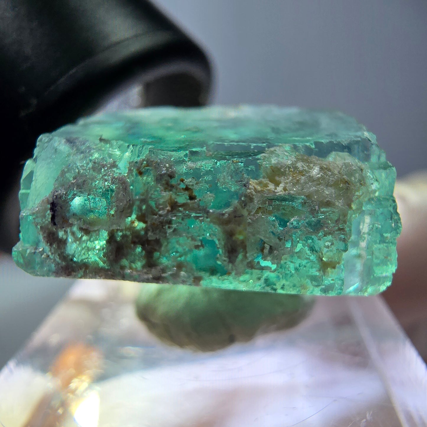 Klarer Phantom Fluorit Würfel parkettiert, grün Okorusu, Namibia 21*18*17mm