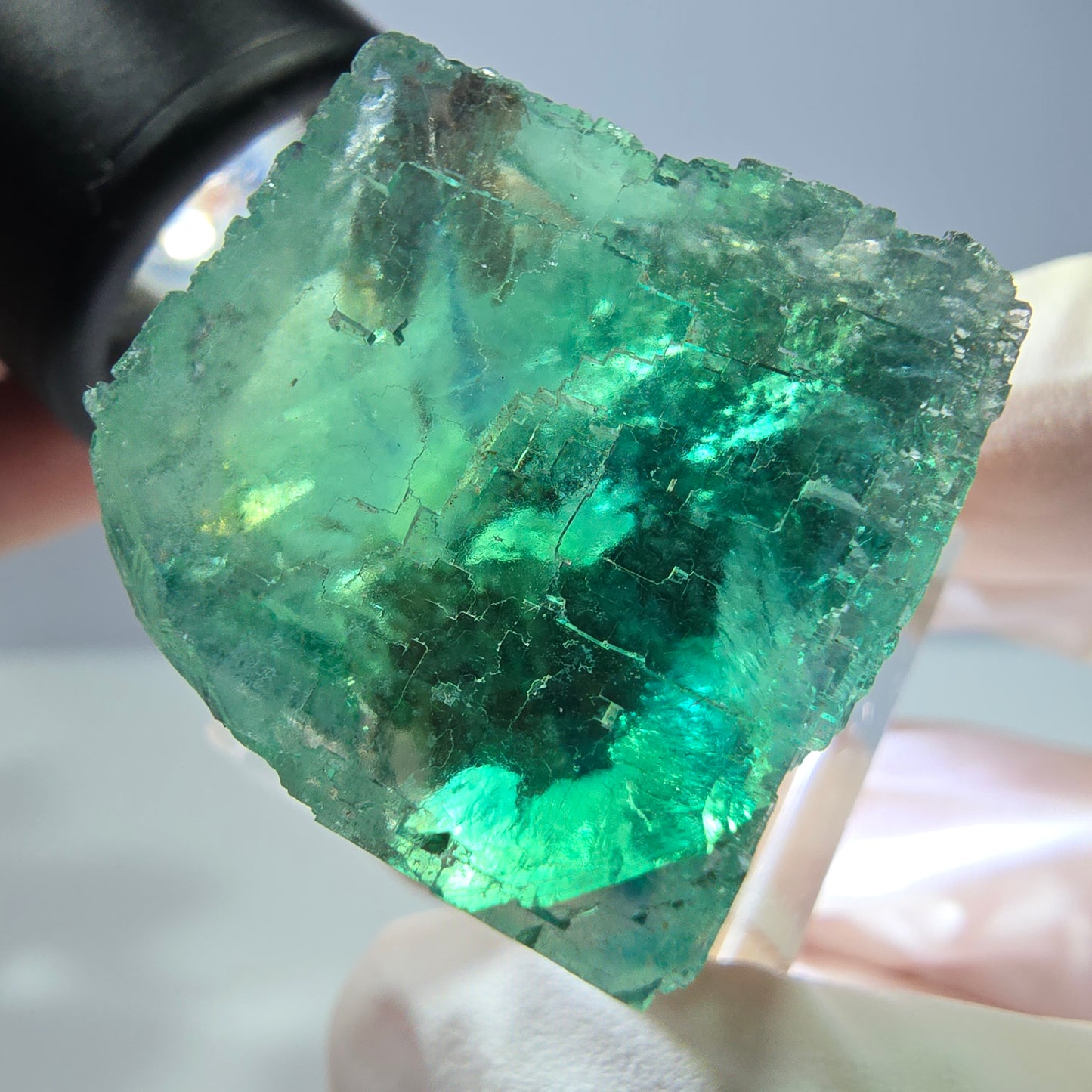 Klarer Phantom Fluorit Würfel parkettiert, grün Okorusu, Namibia 26*25*25mm