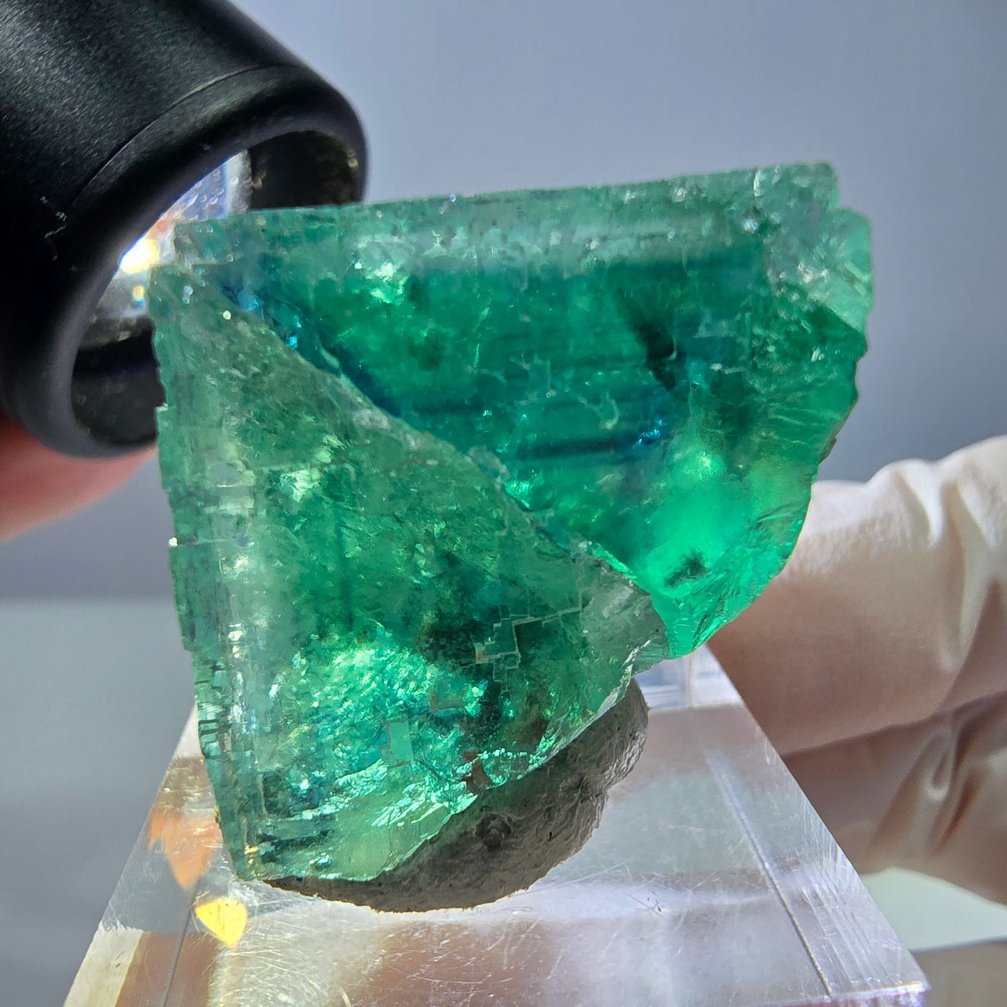 Klarer Phantom Fluorit Würfel parkettiert, grün Okorusu, Namibia 26*25*25mm
