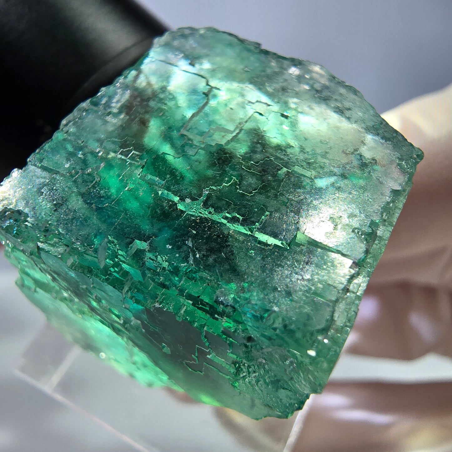 Klarer Phantom Fluorit Würfel parkettiert, grün Okorusu, Namibia 26*25*25mm