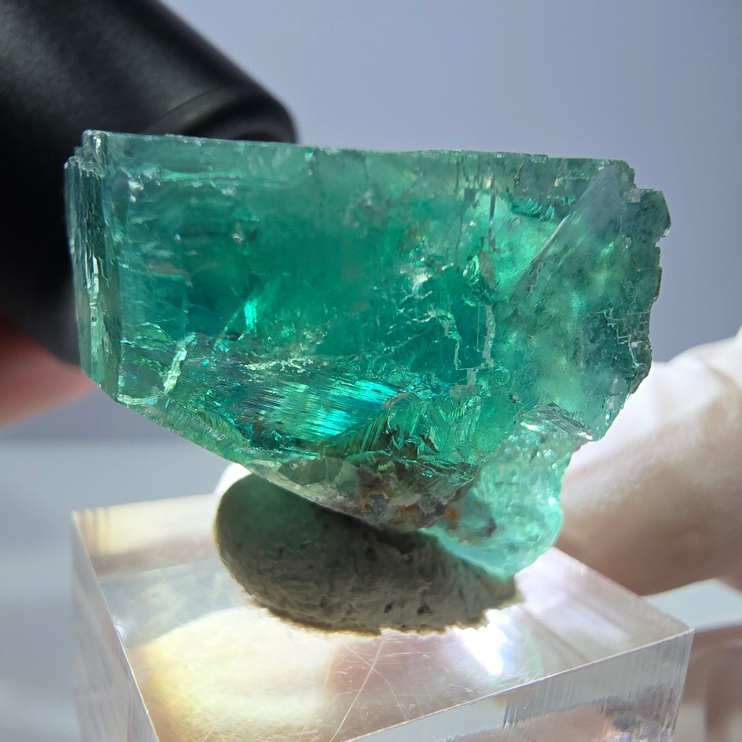 Klarer Phantom Fluorit Würfel parkettiert, grün Okorusu, Namibia 26*25*25mm