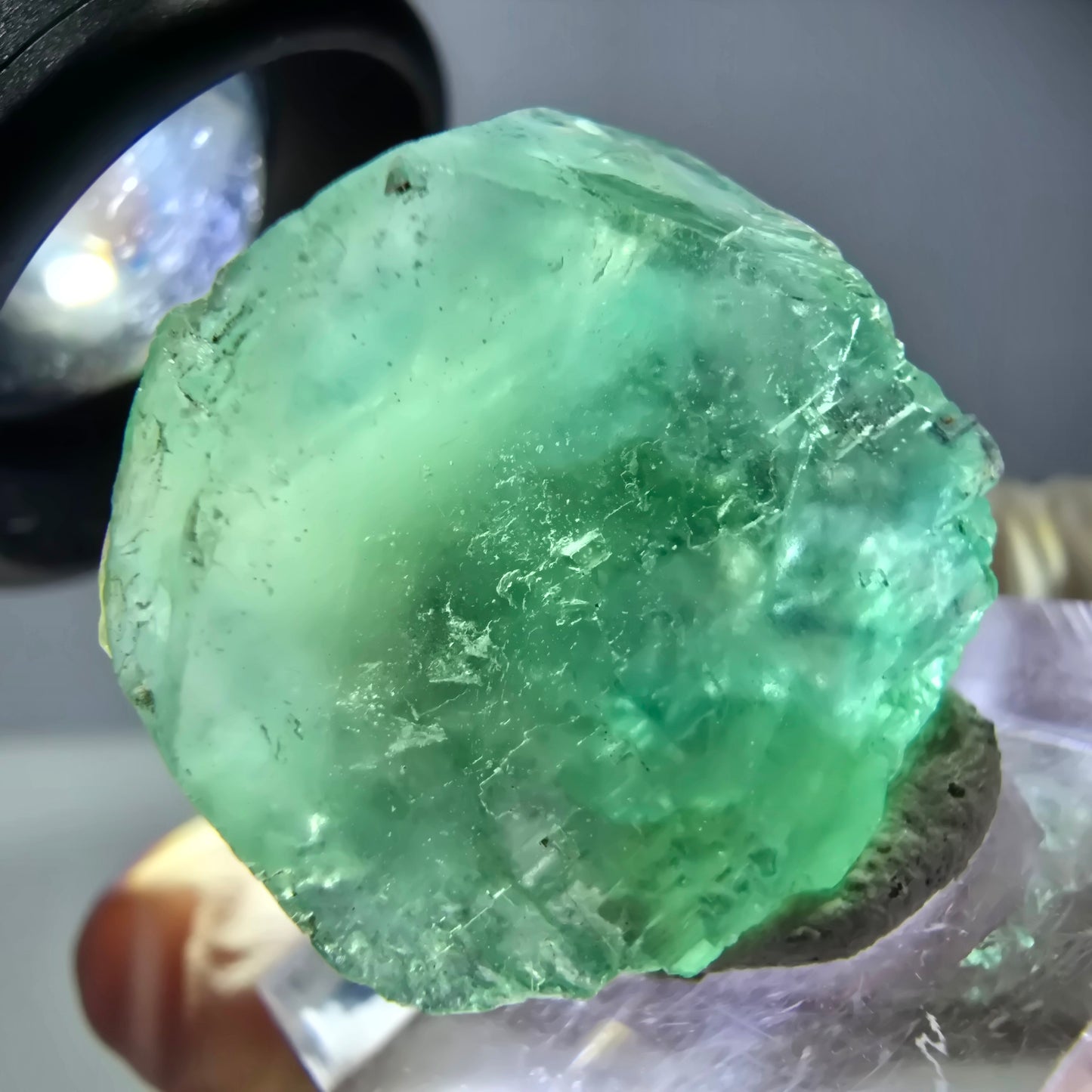 Cube de fluorite fantôme transparente parquetée, vert Okorusu, Namibie 23 x 23 x 17 mm