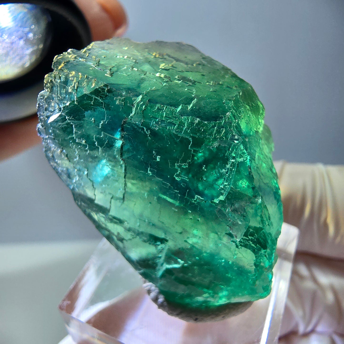 Klarer Phantom Fluorit Würfel parkettiert, grün Okorusu, Namibia 38*25*25mm