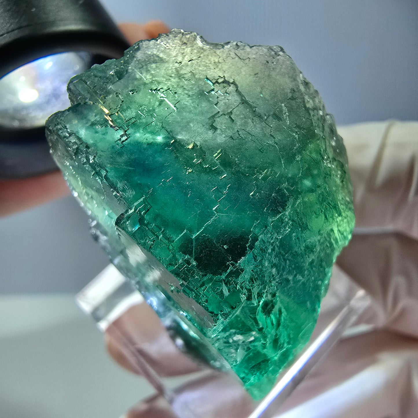 Klarer Phantom Fluorit Würfel parkettiert, grün Okorusu, Namibia 38*25*25mm